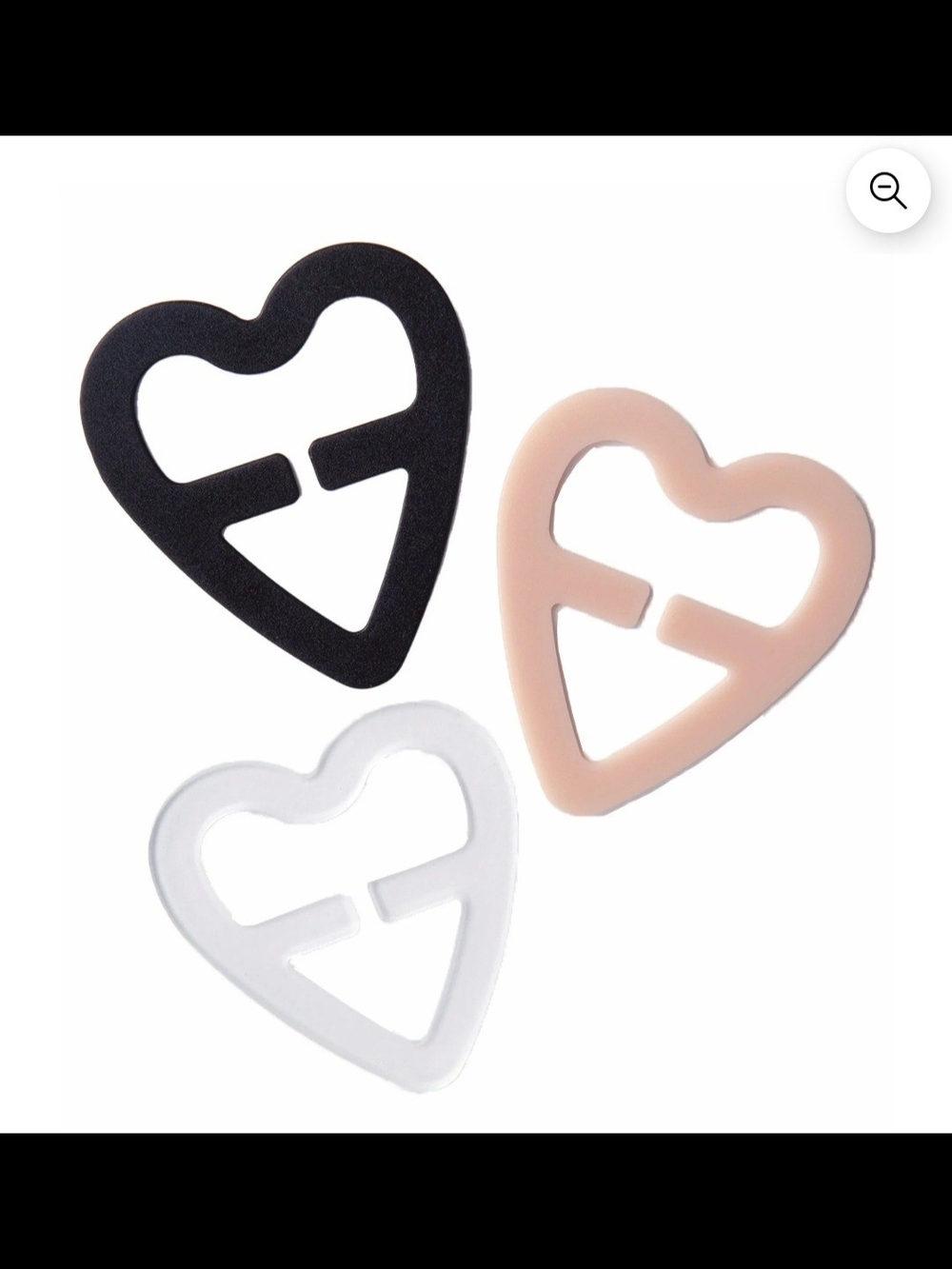 NWT Fashion Forms Bra Strap Solutions 3-Piece Set - Heart Shaped Black Nude